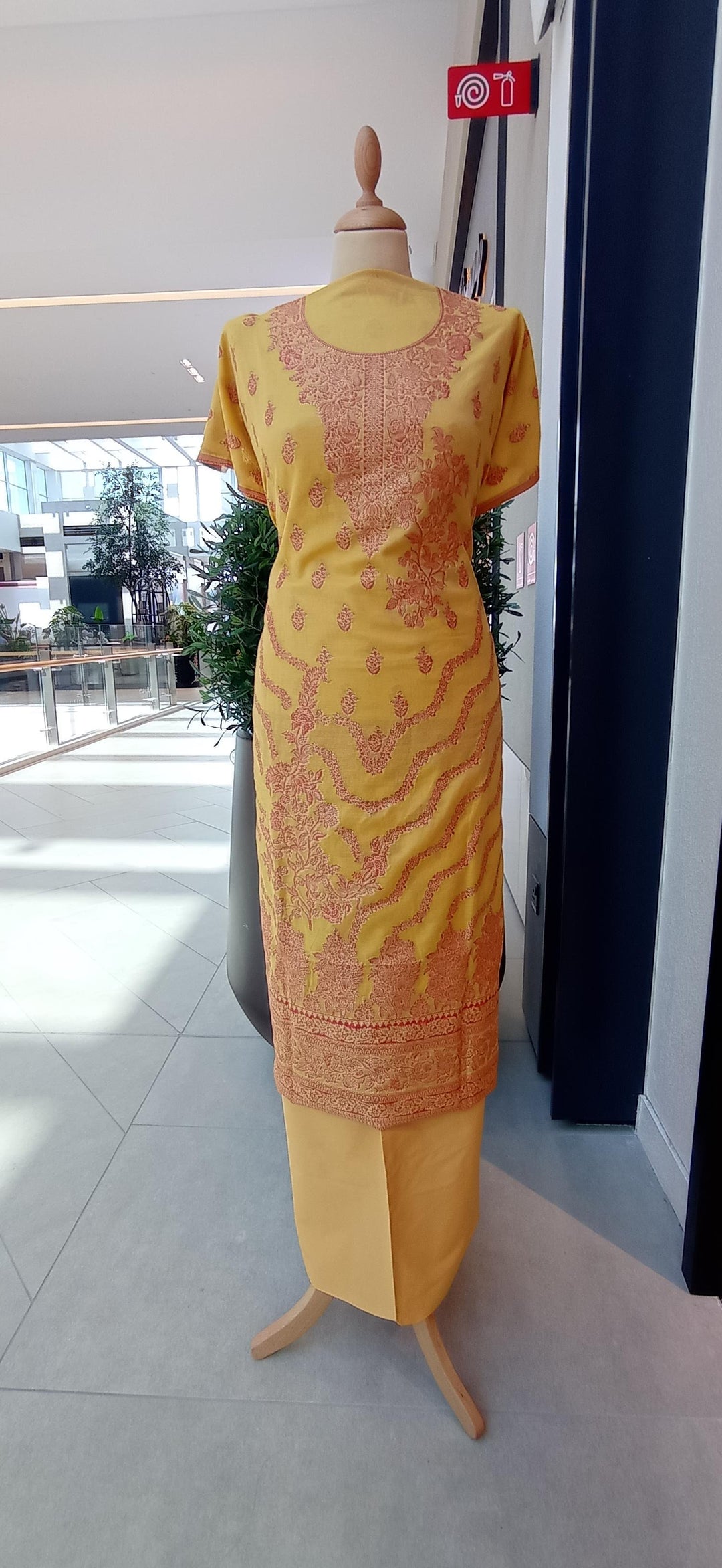 Gitasha Haldi Yellow & Orange Cotton Silk Suit Set (Unstitched)