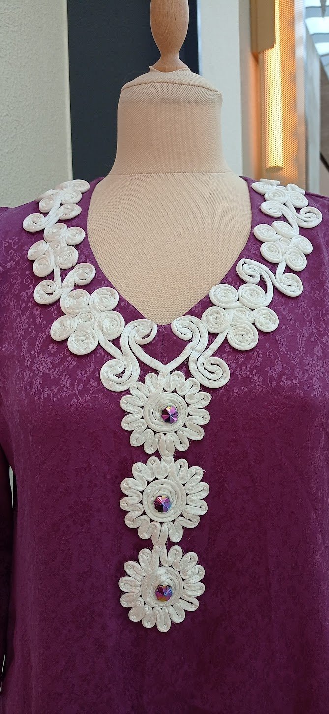 Trisha Purple Sleeveless Designer Blouse with White 3D Swirls and Flowers