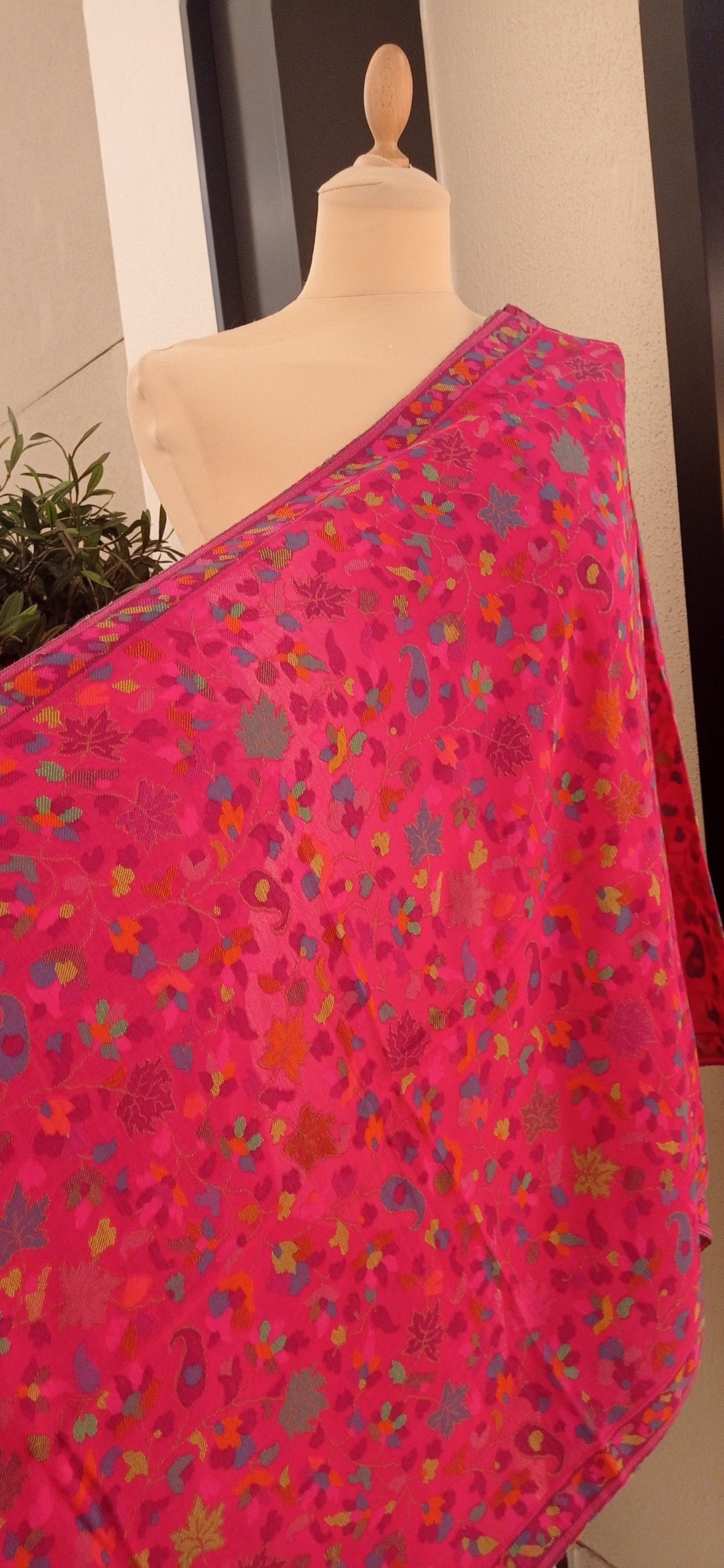 Bhoomi Pink Floral Cashmere Scarf
