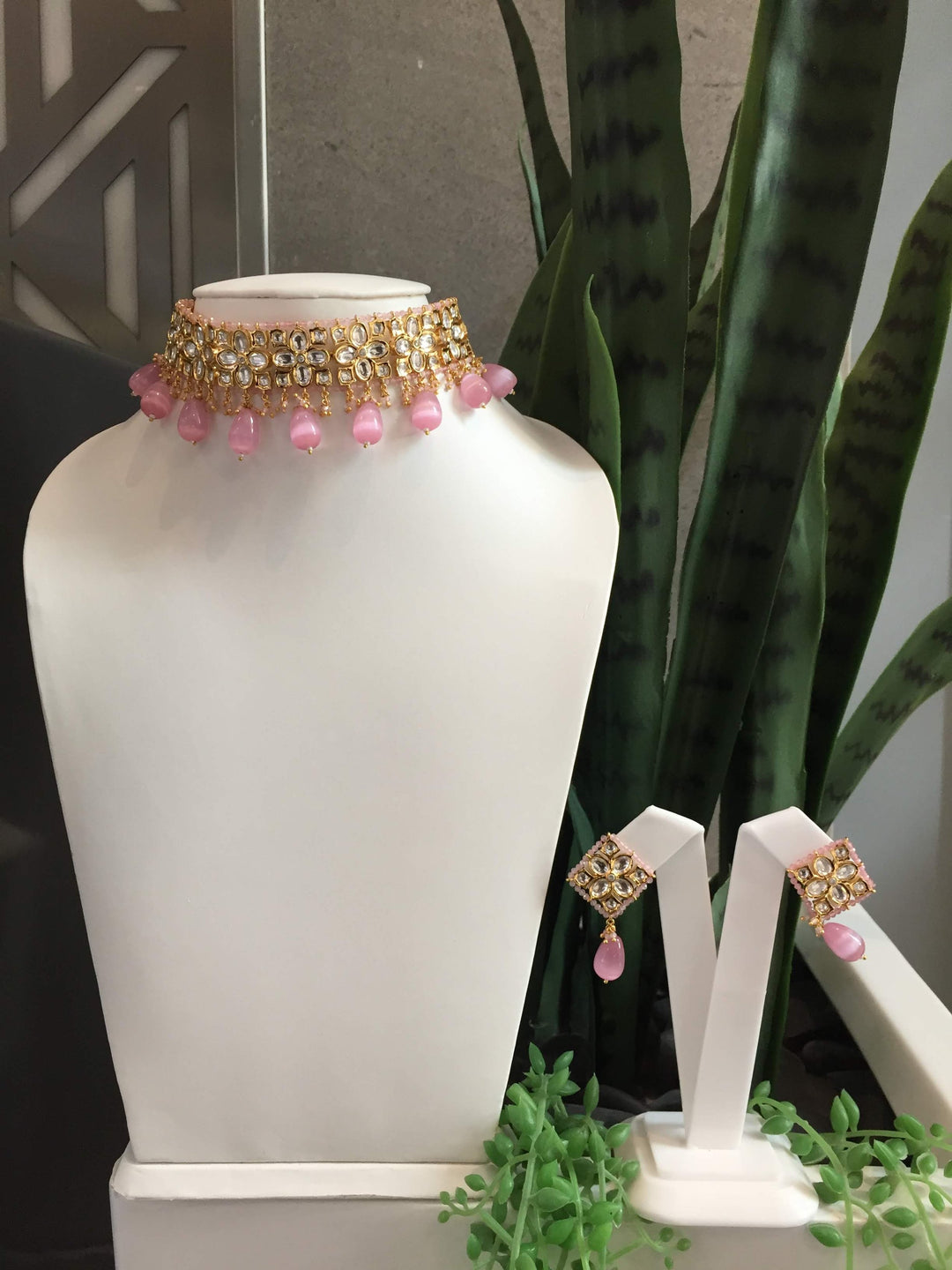 Aastha Chopra | Influencer Fave Kirin a Pink Kundan Choker Necklace and Earring Set