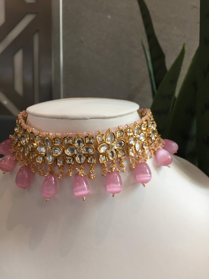Aastha Chopra | Influencer Fave Kirin a Pink Kundan Choker Necklace and Earring Set