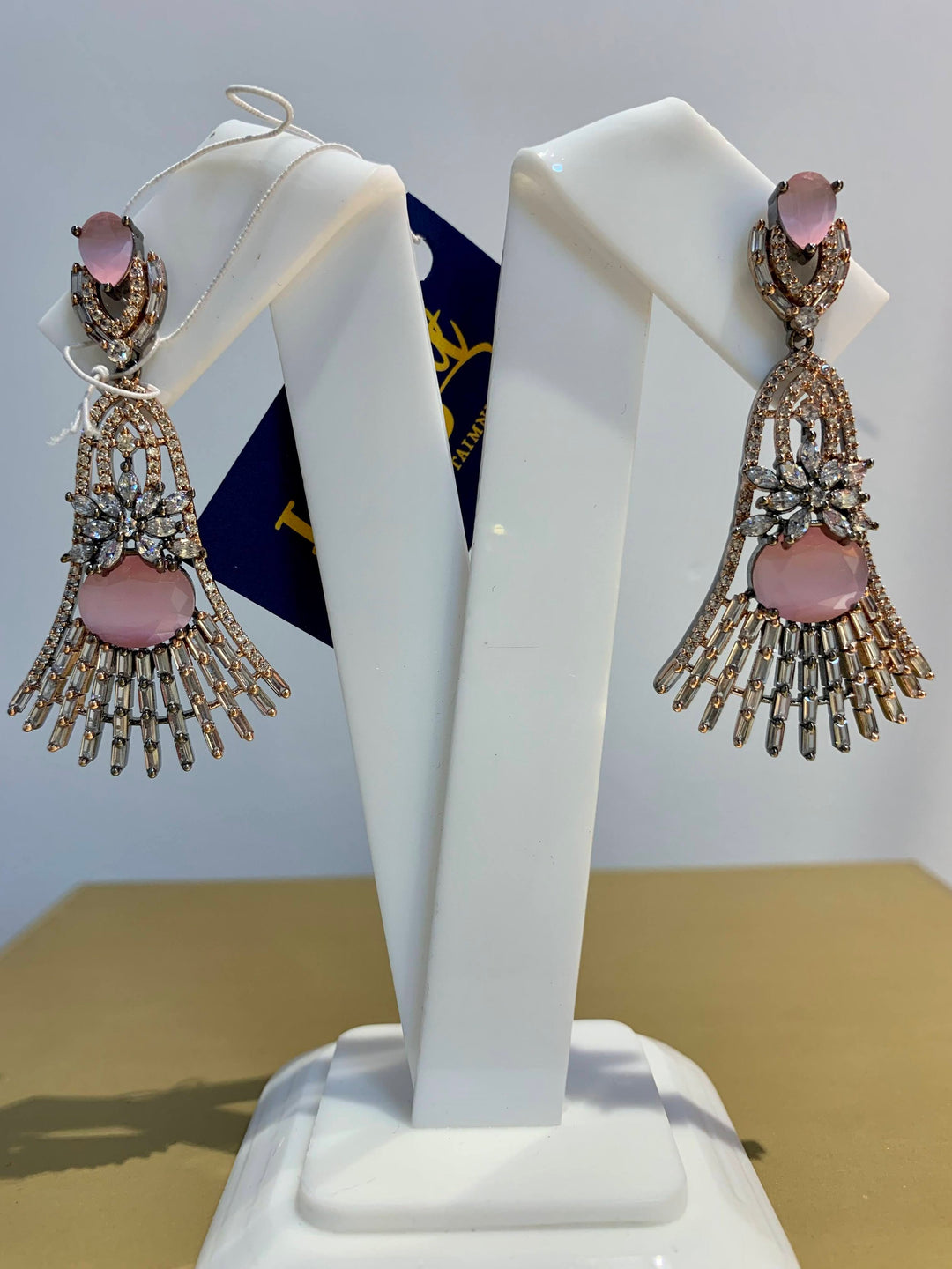Rosina Pink Flare Crystal Art Deco Earrings