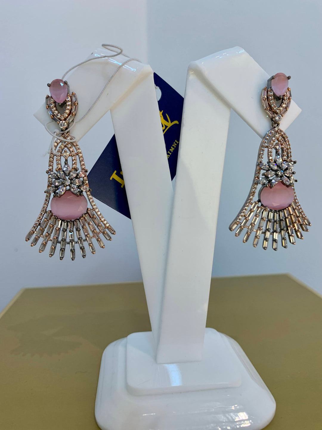 Rosina Pink Flare Crystal Art Deco Earrings
