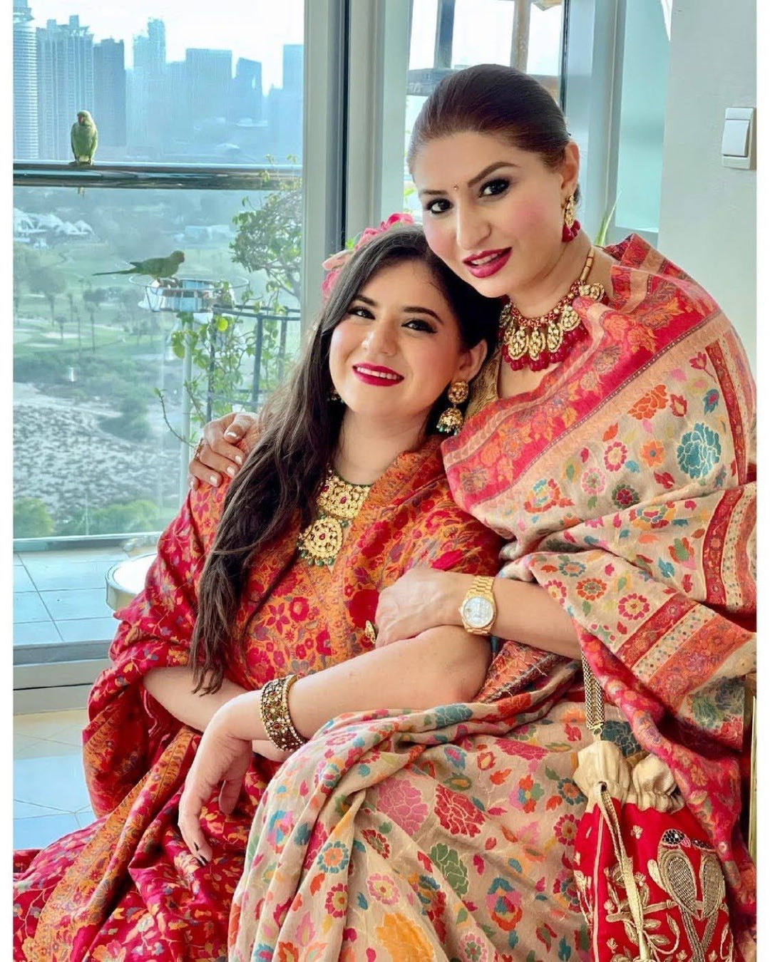 Nayan Silk Saree Cream & Red Kashmiri Kaani With Zari (Pre Order)