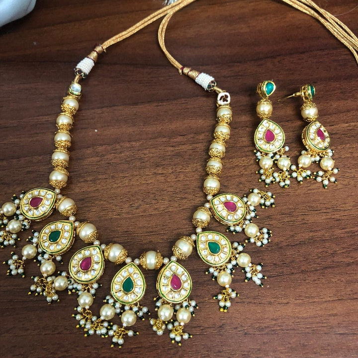 Kitreya Kundan Necklace & Earrings Earring Traditional Set