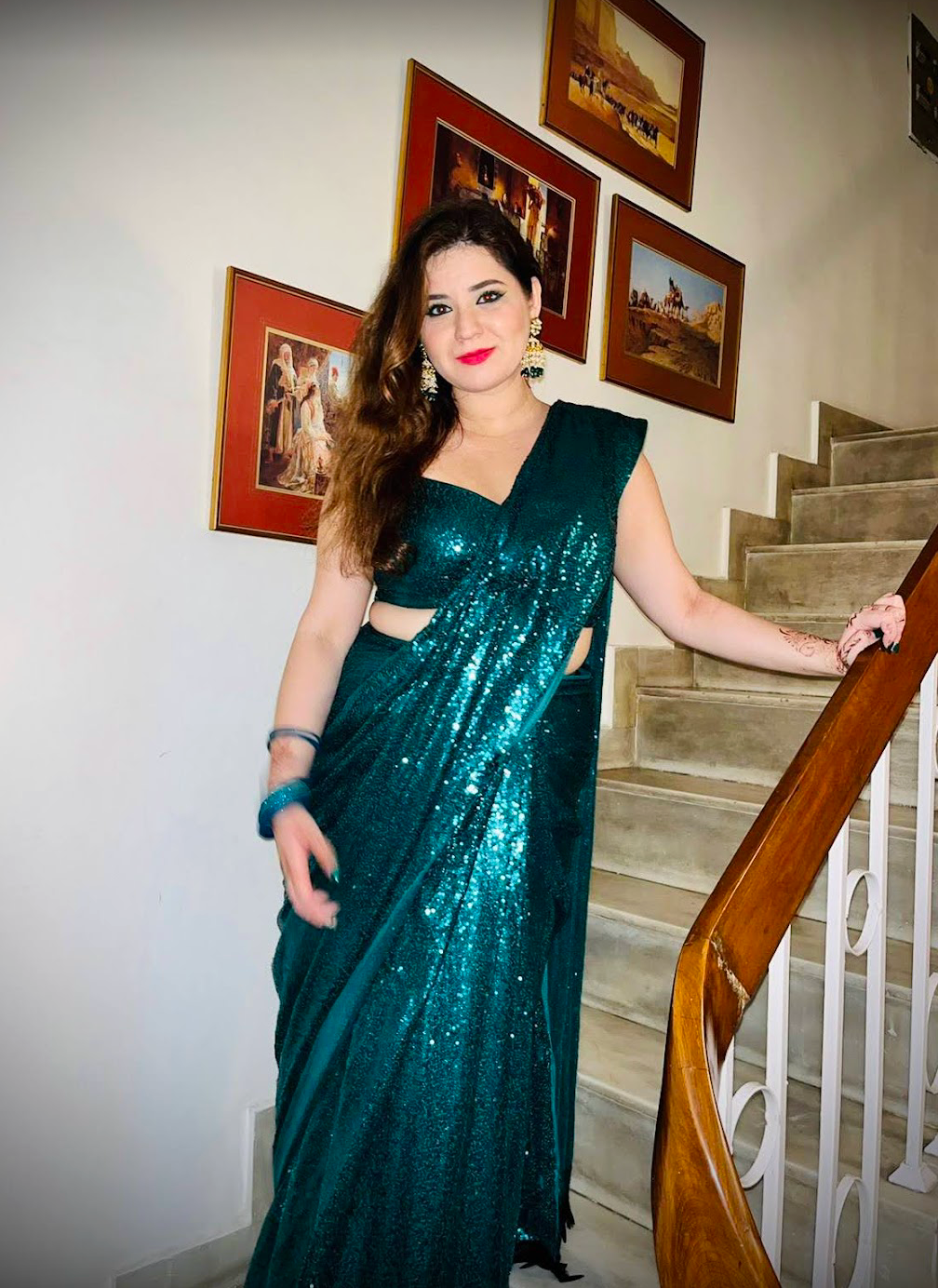 Dragontail Ready-to-Wear Stitched Sequins Saree (Custom/Bespoke)