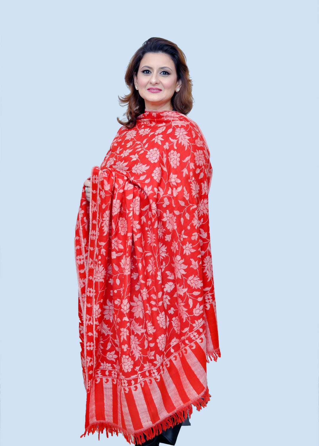 Zoya Red Kaani Pashmina Shawl
