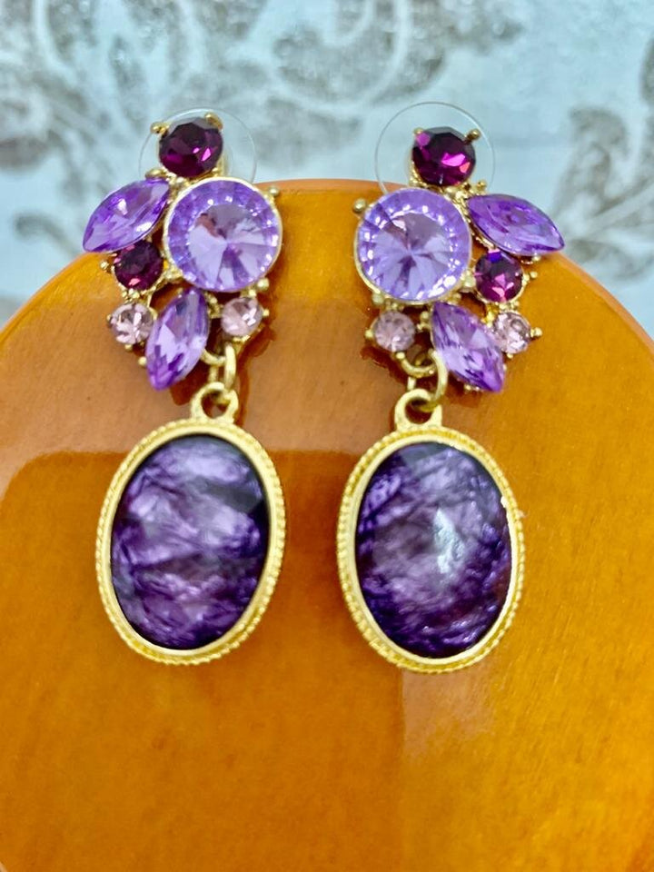 Riya Amethyst Purple Crystal Necklace and Earrings Set